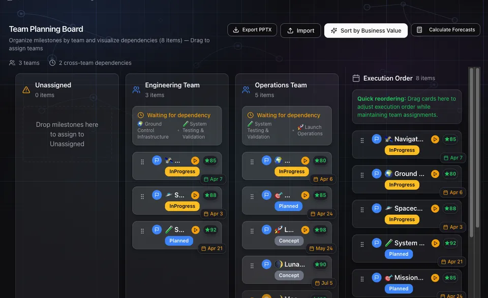 screenshot of GoalPath alignment meeting showing the curated voting queue with the voting screen open