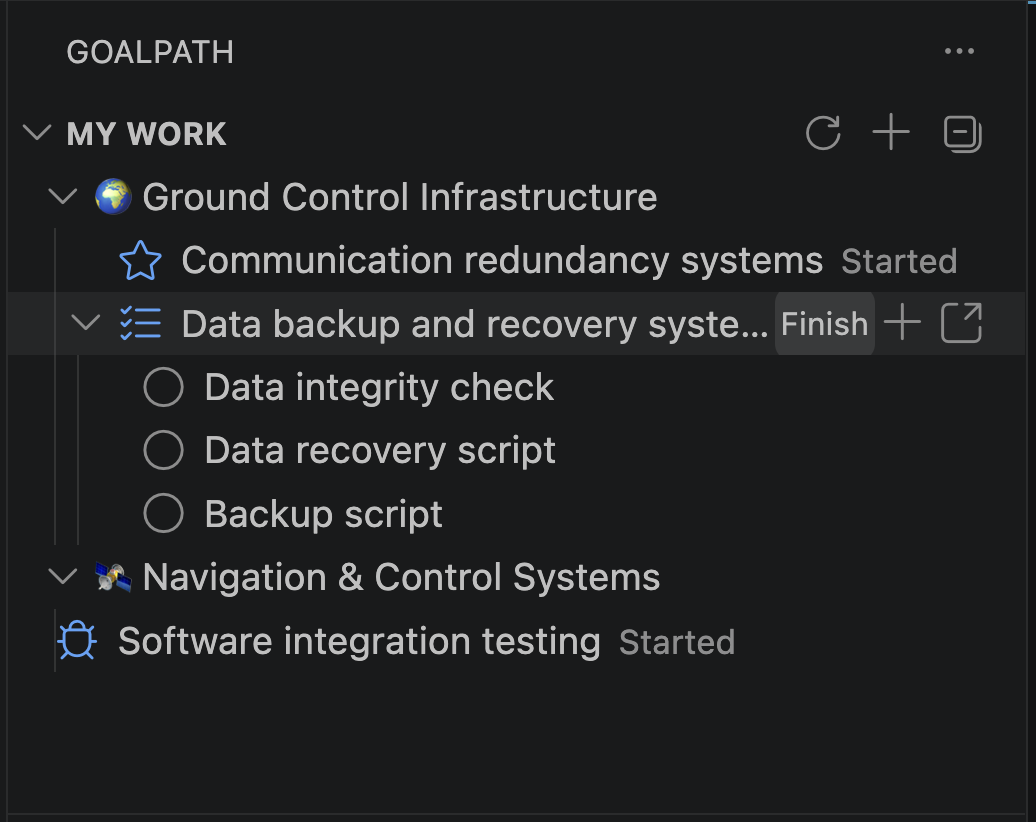 Finish button appearing on hover