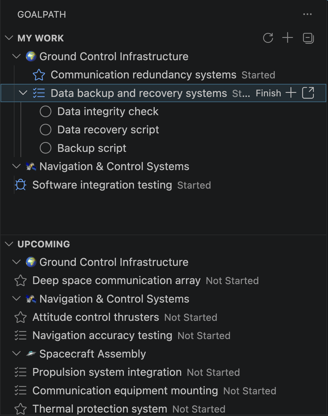 Full view with My Work and Upcoming sections